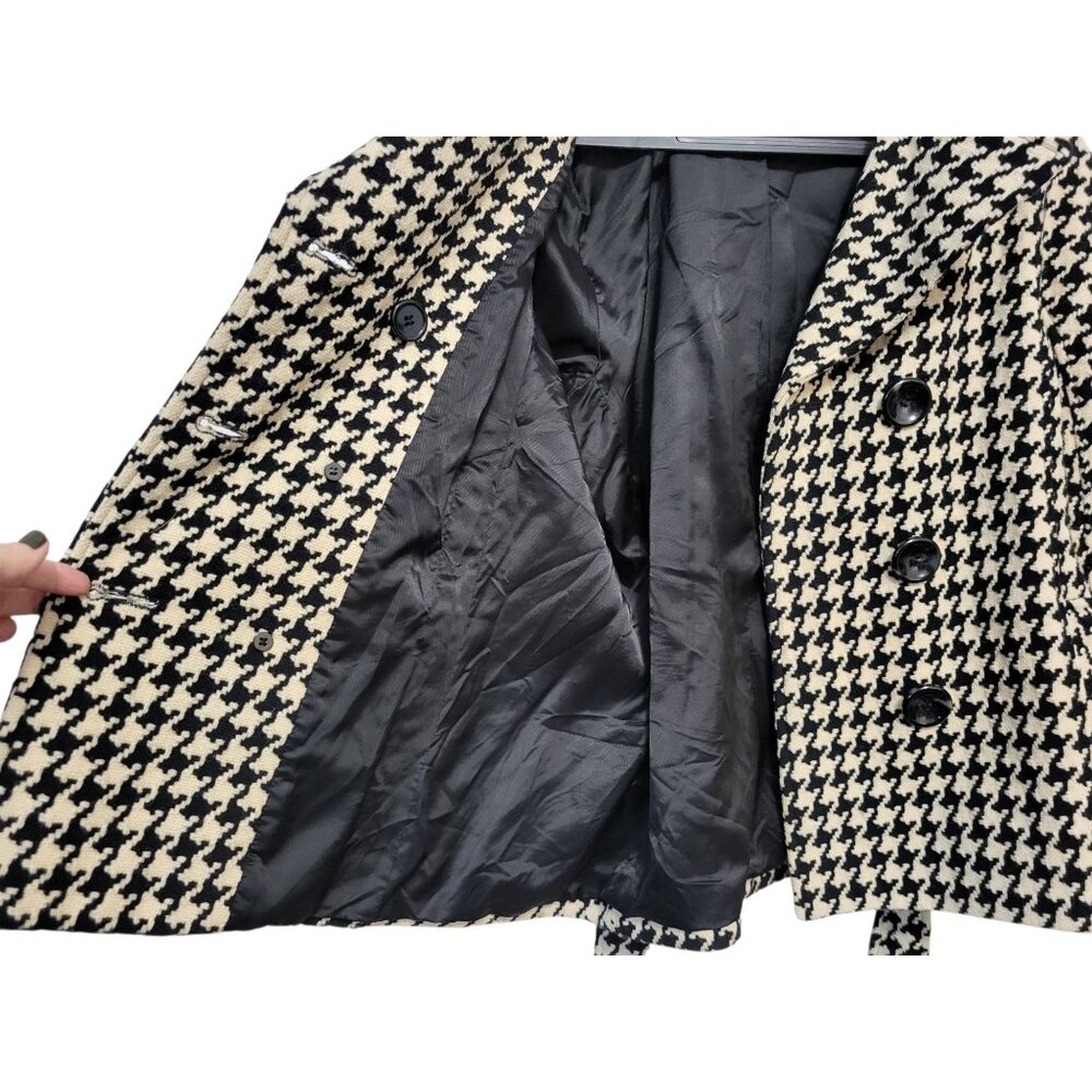 Vintage Talbots Houndstooth Belted Wool Coat Wool Double Breasted - Picture 6 of 14